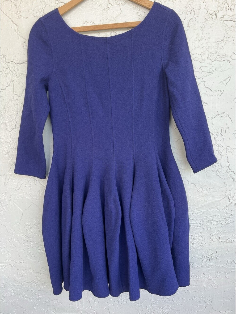 New Armani Collezioni Womens Wool Boat Neck Paneled Dress Purple Size S.